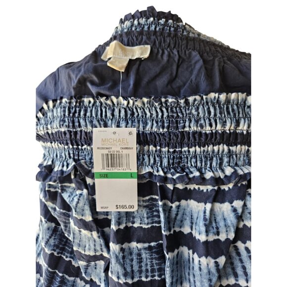 NWT Michael Kors Women's Striped Off-Shoulder Chambray Maxi Dress - Picture 6 of 6